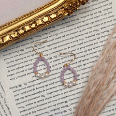 S925 Silver Purple Cat’s Eye & Freshwater Pearl Earrings