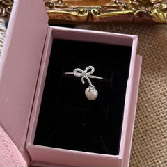 Bow Freshwater Pearl Drop Ring