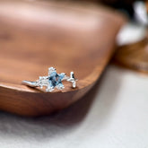 Star Ring with Aquamarine Zircon in S925 Silver