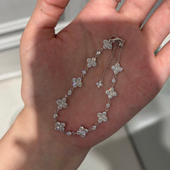 Shimmering Clover - S925 Silver Full Diamond Bracelet