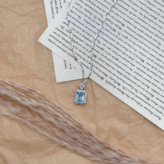 S925 Silver Natural Blue Topaz Necklace