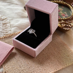 S925 Sterling Silver Vertical Stripe Open Heart Ring