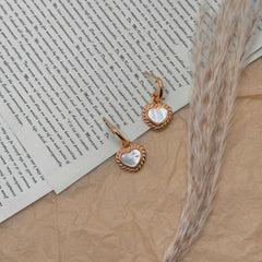 S925 Vintage Heart Mother-of-Pearl Earrings