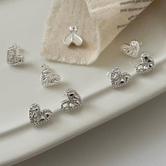 S925 Silver Faceted Heart Stud Earrings