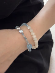 Moonstone, Aquamarine & Baroque Pearl Bracelet