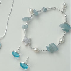 S925 Silver Aquamarine Bracelet
