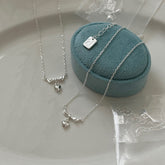 S925 Sterling Silver Bow & Heart Pendant Necklace