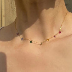 14K Gold-Filled Versatile Luxury Rainbow Zircon Necklace