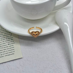 S925 Silver Vintage Heart Textured Ring
