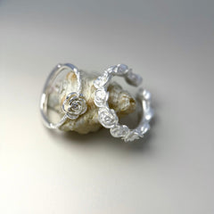 Matte & Polished Rose Ring Set in S925 Silver