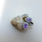 Rose-Shaped Purple Zircon Stud Earrings in S925 Silver