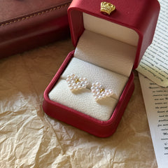 S925 Sterling Silver Natural Pearl Heart Stud Earrings