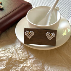 S925 Sterling Silver Natural Pearl Heart Stud Earrings