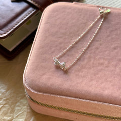 S925 Sterling Silver Pavé Bow Adjustable Bracelet