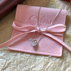 S925 Sterling Silver Bow & Heart Zircon Necklace