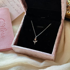 S925 Sterling Silver Tulip Ultra-Fine Collarbone Necklace