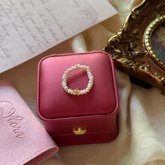 Freshwater Pearl Golden Osmanthus Elastic Ring