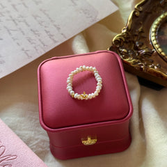 Freshwater Pearl Golden Osmanthus Elastic Ring