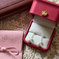 S925 Sterling Silver Double-Layer Zircon Tassel Pearl Stud Earrings