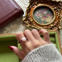 S925 Sterling Silver Garnet & Rose Quartz Ring