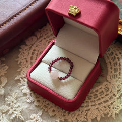 S925 Sterling Silver Garnet & Rose Quartz Ring