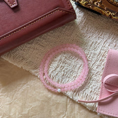 Blush Pink Chalcedony & Freshwater Pearl Double-Layer Bracelet