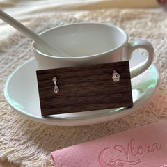 S925 Sterling Silver Red Zircon Cake & Fork Stud Earrings