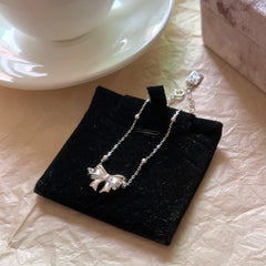S925 Sterling Silver Bow Bead Bracelet