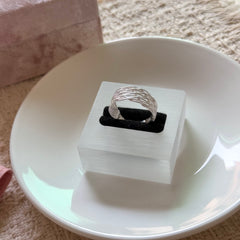 S925 Sterling Silver Vintage Grid Texture Ring