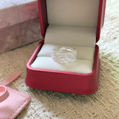 S925 Sterling Silver Vintage Grid Texture Ring
