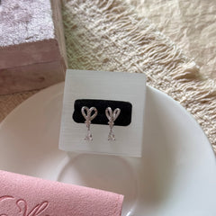 S925 Sterling Silver Pavé Heart & Teardrop Zircon Stud Earrings