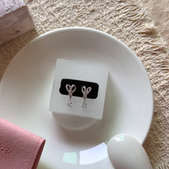 S925 Sterling Silver Pavé Heart & Teardrop Zircon Stud Earrings