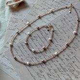 14K Gold Filled Celestial Pearl & Champagne Stone Jewelry Set
