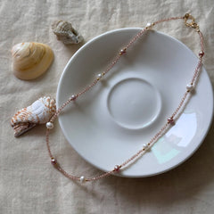 14K Gold Filled Celestial Pearl & Champagne Stone Jewelry Set