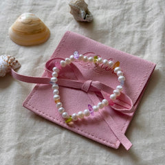 Candy-Colored Natural Stone Chip & Freshwater Pearl Bracelet