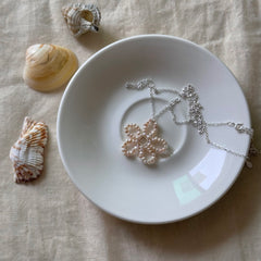Natural Pearl Openwork Floral Woven S925 Sterling Silver Chain Necklace