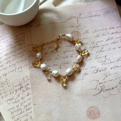 Natural Pearl & Crystal Gold-Plated Sterling Silver Bracelet