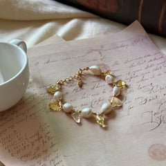 Natural Pearl & Crystal Gold-Plated Sterling Silver Bracelet
