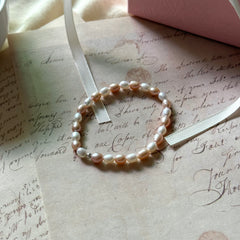 Freshwater Pearl Pink, Lavender & White S925 Silver Bead Stretch Bracelet
