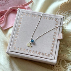 S925 Blue Crystal Fish Pendant Sterling Silver Adjustable Necklace