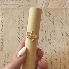 Vintage Matte Floral Open Ring