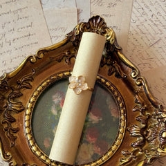Vintage Matte Floral Open Ring