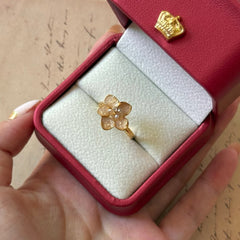 Vintage Matte Floral Open Ring