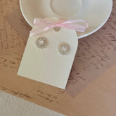 Vintage Lace Openwork White Agate Stud Earrings