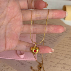 Red Zircon Heart Necklace