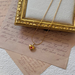 Red Zircon Heart Necklace