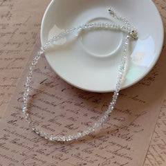 White Crystal Icy Shimmer Chip Chain Necklace