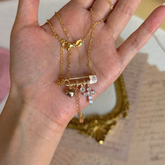 Cross Zircon & Pearl Necklace