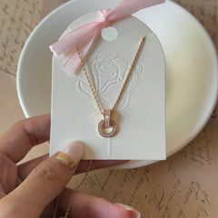 Mother-of-Pearl Open Circle Zircon Necklace
