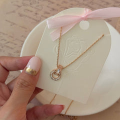 Mother-of-Pearl Open Circle Zircon Necklace